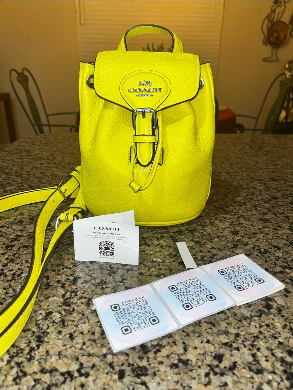 Coach Yellow Pebbled Leather Mini Backpack